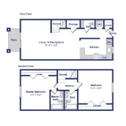 Aspen 2BR 2.5BA 1100sf